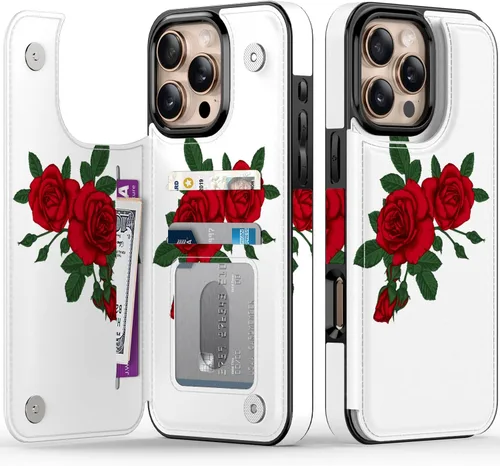 Miniatura 111 de FUNMIKO Funda tipo cartera para iPhone 13 con tarjetero, bloqueo RFID, protección de grado militar y obras de arte impresas con rayos UV, cierre