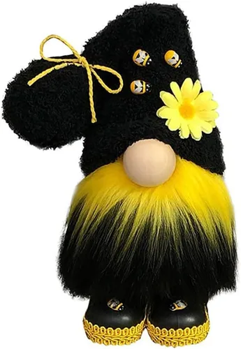 Adornos de elfo de abejorro, gnomos de peluche, hechos a mano, diseño de girasol de primavera, estante de gnomo enano, bandeja escalonada,
