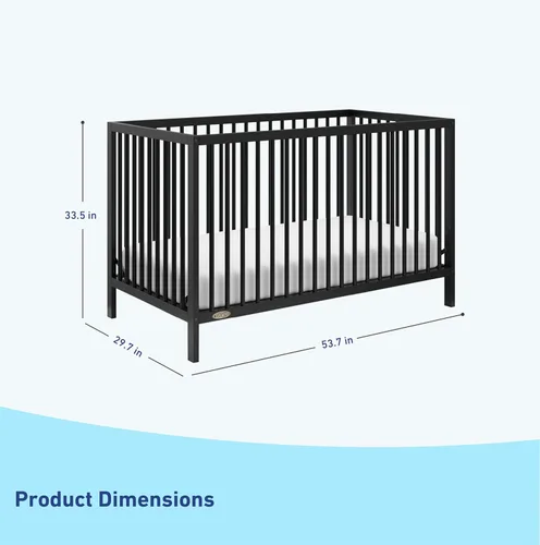 Miniatura 5 de Graco Teddi Cuna convertible 5 en 1 (negro) – Certificado GREENGUARD Gold, se convierte en sofá cama, cama infantil y individual con cabecera
