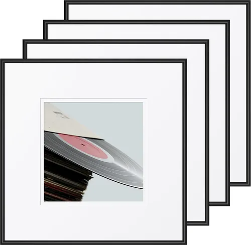 Miniatura 28 de eletecpro Marcos de discos de vinilo de 7 x 7 pulgadas para galería, decoración de pared negra resistente y ligera, marcos LP fáciles de colgar, se