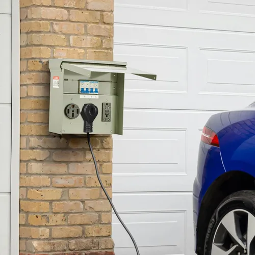 Miniatura 8 de VEVOR Panel de salida de energía temporal, caja de interruptor eléctrico para RV resistente a la intemperie con receptáculo de 20/30/50 amperios