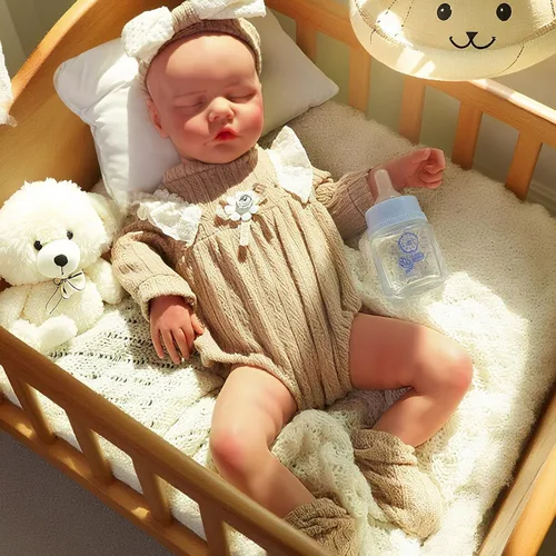 Miniatura 14 de Muñecas de Bebé de Silicona Completa, 16.65 pulgadas Muñeca de Bebé Recién Nacido de Silicona Realista, Sin Vinilo 1:1 Muñecas Reborn Durmientes que