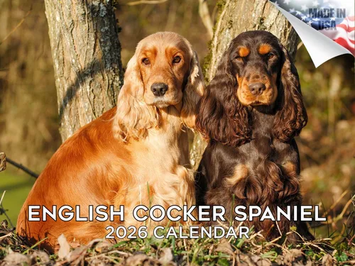 Miniatura 31 de Calendario 2025 2026 de cachorros Cocker Spaniel - Calendario mensual de pared de raza de perro - 12" x 24" abierto - Papel grueso sin sangrado