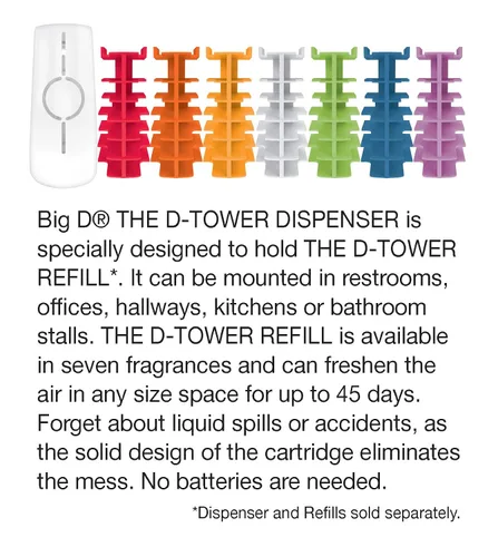 Miniatura 5 de Big D 523 The D-Tower - Recambio de fragancia Mountain Air, azul (paquete de 12) – Dura hasta 45 días – Ambientador ideal para baños, oficinas