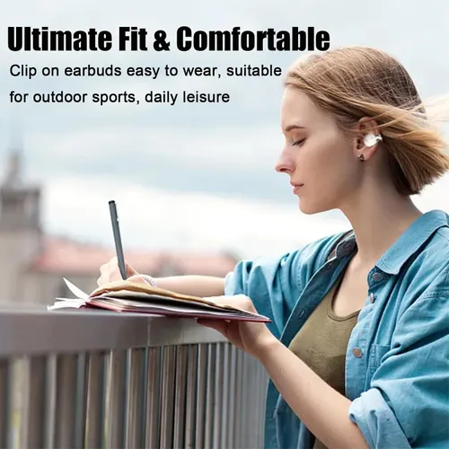 Miniatura 2 de Auriculares de oído abierto, auriculares inalámbricos Bluetooth con clip para la oreja, auriculares bluetooth ligeros para correr con micrófono IPX5