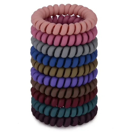 JessLab Lazos para el cabello en espiral para mujeres, paquete de 10 sujetadores de cola de caballo sin rastro y sin daño, bandas para el cabello en