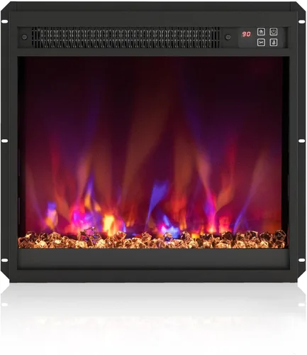 SIMOE Inserto de chimenea eléctrica de 18 pulgadas, inserto de chimenea empotrado de 1500 W, pequeño con control remoto, temporizador de 0.5-9H, 8