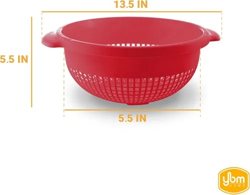 Miniatura 2 de YBM Home Colador Escurridor de Plástico Profundo con Mango – Hecho de Plástico Seguro para Alimentos Libre de BPA - Duradero y Apto