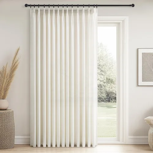 Miniatura 21 de Topfinel 2 paneles de cortinas plisadas de lino beige y blanco de 63 pulgadas de largo, para dormitorio y sala de estar, cortinas semitransparentes