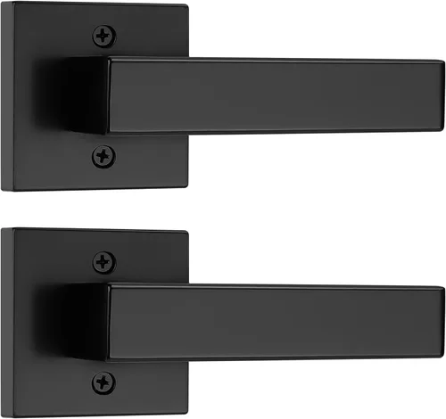 Probrico Paquete de 2 manijas de puerta simuladas negras, manija de puerta de una sola cara para armarios, puertas francesas, juego de pomos Negro