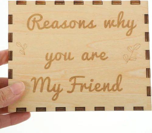 Miniatura 3 de VOSAREA 1 juego de caja de madera de la amistad Razones por las que eres caja de madera sin terminar recuerdo con corazón de madera rebanada