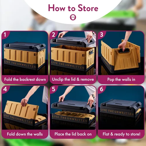 Miniatura 4 de Numskull Caja de almacenamiento de juguetes 2 en 1 inspirada en PS5 y silla plegable, organizador de accesorios para juegos con tapa y asas