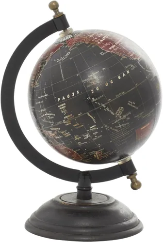 Miniatura 2 de Deco 79 Globo de madera de mango, 6 x 5 x 9 pulgadas, negro
