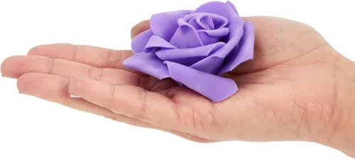 Miniatura 9 de Juvale Rosas artificiales sin tallo, rosas de plástico duraderas para decoración de boda, para decoración de mesa de centro de mesa, flores Morado