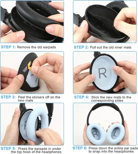 Miniatura 17 de Almohadillas para los oídos para Bose QuietComfort 45 QC45 QC35 ii QC35, cojines de cuero de piel de cordero para auriculares profesionales, QC45