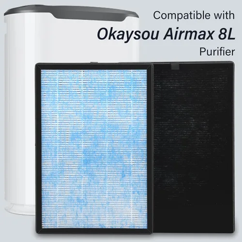 Miniatura 2 de Paquete de 2 filtros de aire de repuesto 3 en 1 compatibles con Okaysou Air Purif-ier Airmax 8L, ultrafiltro azul y filtro HEPA verdadero de grado