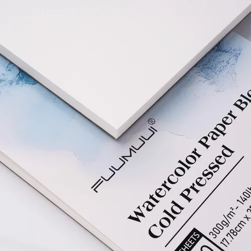 Miniatura 9 de Bloque de papel de acuarela de 7 x 10 pulgadas, bloc de papel Fuumuui 100% algodón, 20 hojas, prensado en frío, sin ácidos, 140 libras/10.58 oz/m²