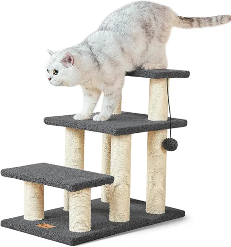Pawque Escaleras para Perros y Poste Rascador para Gatos, Escalones para Mascotas para Camas Altas y Sofá, Tableros de Alta Resistencia Soportan
