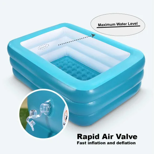 Miniatura 8 de Piscina inflable para niños, piscina infantil de 59 x 45 x 20 pulgadas con suelo inflable suave, piscinas inflables duraderas para patio trasero, 59