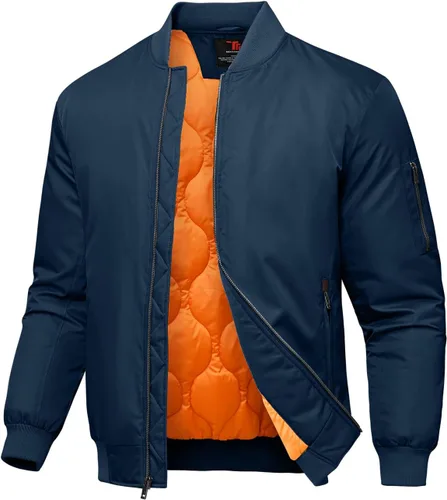 Rdruko Chaquetas bomber para hombre, diseño de cebolla, acolchadas, cortavientos, con cremallera, 4 bolsillos, impermeables, de satén, para vuelo,
