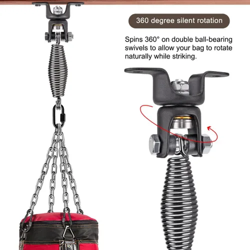 Miniatura 3 de BeneLabel Heavy Bag Ceiling Mount with Spring & Chains 360° Rotation Punching Bag Ceiling Hanger with Bearings Boxing Bags Holder Hardware with 2