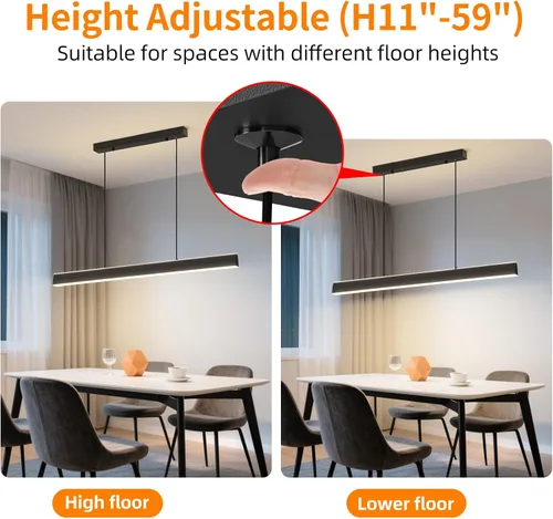 Miniatura 2 de Lámpara de araña moderna, lámpara colgante LED de 39 pulgadas con control remoto de 3000 a 6500 K, temperatura de color ajustable, lámpara