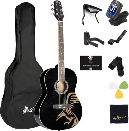 Miniatura 11 de Guitarra acústica de concierto WINZZ AF227A de 39 pulgadas con kit completo, enredadera delicada