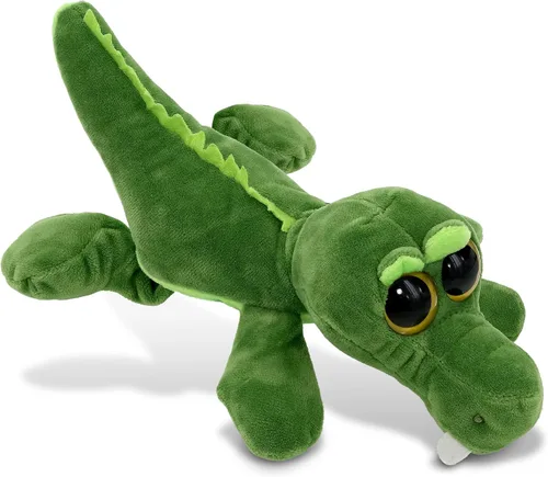 DolliBu - Animal de peluche de cocodrilo verde, súper suave, ojos grandes abrazables para niños y adultos, 6 pulgadas