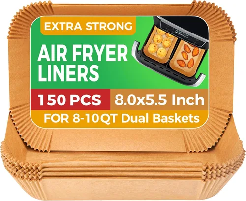 Miniatura 9 de Revestimientos desechables para freidora de aire - 500 piezas de papel de pergamino de 20 cm cuadrado para freidora de aire, revestimientos