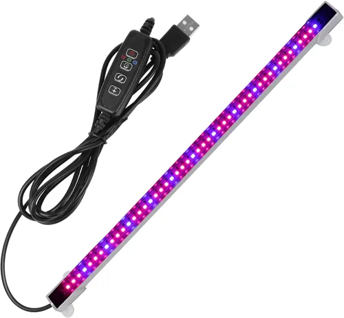 Sondiko Tira de luz LED de crecimiento, encendido y apagado automático todos los días luz de cultivo con controlador mejorado, 48 LED, 4 niveles
