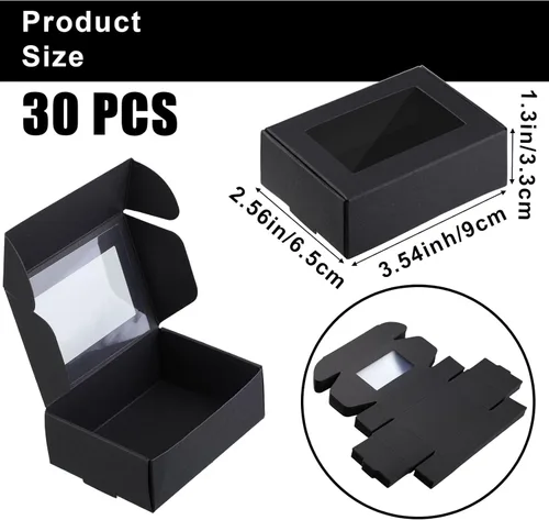 Miniatura 2 de Zonon 30 cajas de jabón para embalaje casero, mini cajas de regalo de papel kraft con ventana para panadería, dulces, jabón, embalaje de regalo