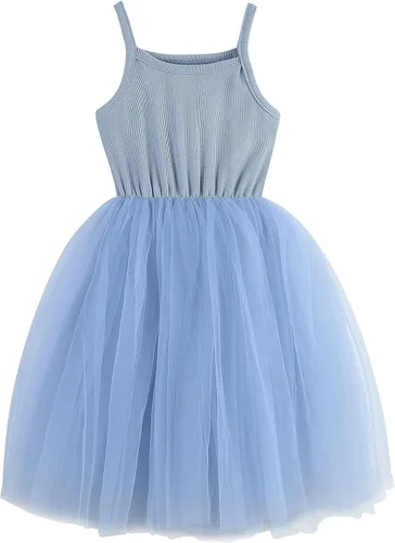 BTGIXSF - Vestido tipo tutú para niña vestido sin mangasmanga larga para niña vestido de verano de tul para niña
