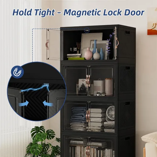 Miniatura 6 de SAILUN 321QT/80Gal Contenedores de almacenamiento apilables con tapa, contenedores de almacenamiento plegables con puertas, armario plegable