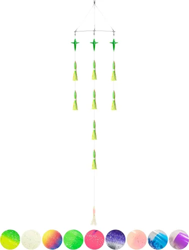 Miniatura 17 de BLUEWING Barra esparcidora de pesca de 18 pulgadas/36 pulgadas con calamares de bulbo de 6 pulgadas/9 pulgadas, pájaros de arrastre de 5.28 pulgadas