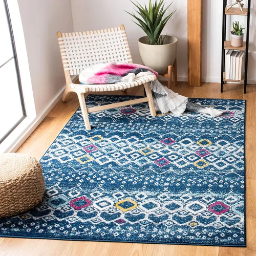 Miniatura 63 de SAFAVIEH Amsterdam Collection Alfombra Decorativa - 2.3 pies x 4 pies, Negro & Multi, Diseño Marroquí Bohemio, Sin Desprendimiento y Fácil Cuidado