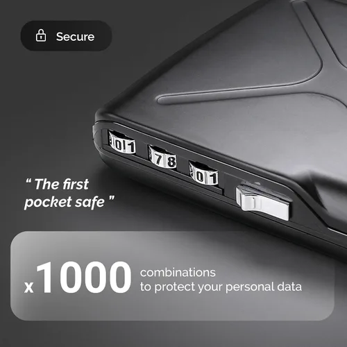 Miniatura 3 de ÖGON -DESIGNS- The First Pocket Size Vault - Cartera de código de aluminio para tarjetas y billetes, con cerradura con un código de 3 dígitos