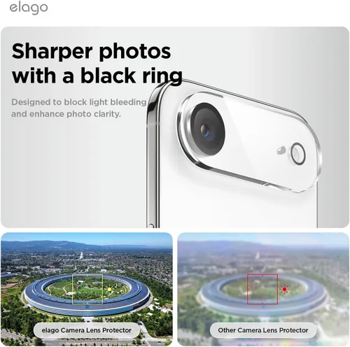 Miniatura 3 de elago Protector de lente de cámara de vidrio templado compatible con iPhone Air, resistente a los arañazos, antihuellas, fácil instalación