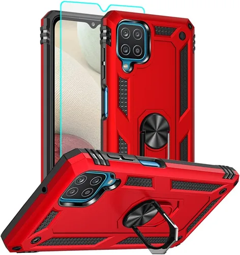 Funda para Samsung Galaxy A12, Samsung A12 con protector de pantalla HD, [grado militar de 16 pies probada en caídas], anillo protector a prueba de