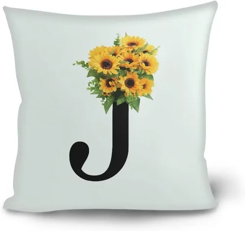 Miniatura 11 de Fundas de almohada decorativas del alfabeto, fundas de almohada con estampado floral de la letra B, fundas de almohada cuadradas suaves, fundas