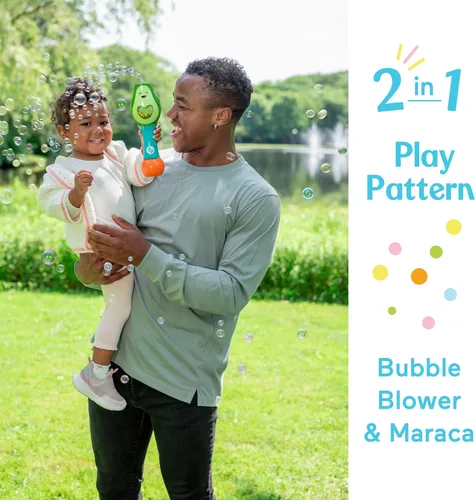 Miniatura 4 de Little Kids Fisher-Price - Maraca de juguete para niños pequeños Shake and Go Bubble 2 en 1 sin derrames, varita de burbujas y juguete musical