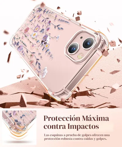 Miniatura 4 de GVIEWIN Funda para iPhone 13 floral, con protector de pantalla y protector de lente de cámara, [no se pone amarillenta] suave a prueba de golpes