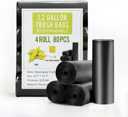 Jaoul Bolsas de basura de 1.2 galones, bolsas de basura pequeñas, fuertes y sin perfume para cocina, baño, oficina, baño, automóvil, color negro, 80