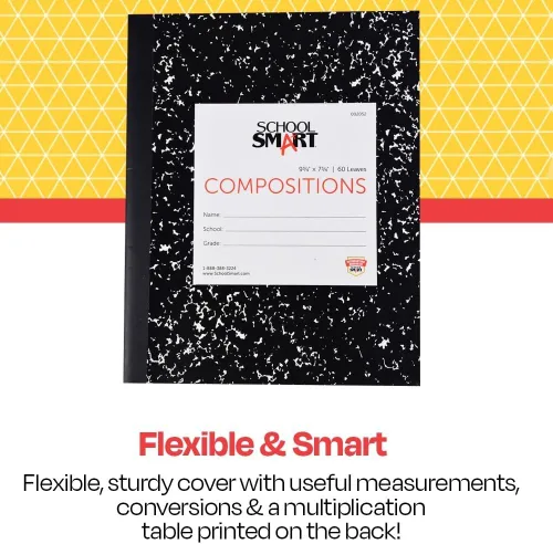 Miniatura 8 de School Smart Libro de composición a rayas de cubierta flexible, 60 hojas, 9-3/4 x 7-1/2 pulgadas