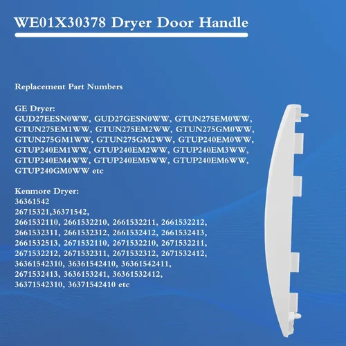 Miniatura 3 de WE01X30378 Manija de puerta de secadora para GE GUD27ESSMWW GUD27ESSM1WW – Reemplaza WE01X25878, WE1M1068, 4958906, AP6983534, PS12743305