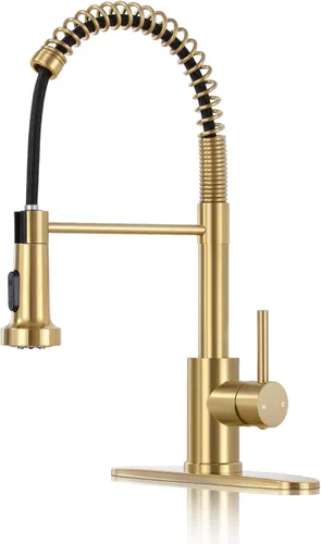 Miniatura 27 de DJS - Grifo de cocina con rociador extraíble, acabado negro mate, ajuste de modo dual, una manija, para 1 o 3 orificios, grifo comercial