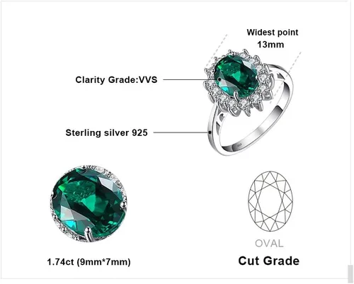 Miniatura 2 de JewelryPalace - Anillos de compromisoaniversario estilo princesa Diana Kate Middleton, con piedra natal de zafiro y halo pmujer, 14 quilates