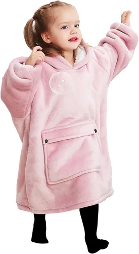KFUBUO Manta Ponible con Capucha para Niños Pequeños Manta Sherpa Sudadera Con Bolsillo Lindas Sudaderas con Capucha 2-6 Años de Edad Niña Lindos