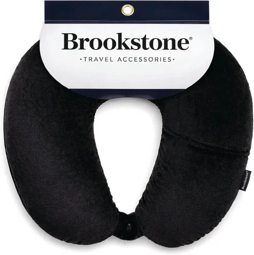 Brookstone Microbead - Almohada para el cuello, súper suave, acogedora y ligera, almohada de viaje de felpa con bolsillo para teléfono o