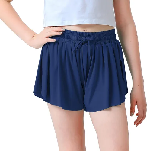 Miniatura 2 de Pantalones cortos fluidos de mariposa para niñas, pantalones cortos deportivos para niños pequeños, faldas de tenis 2 en 1, pantalones cortos
