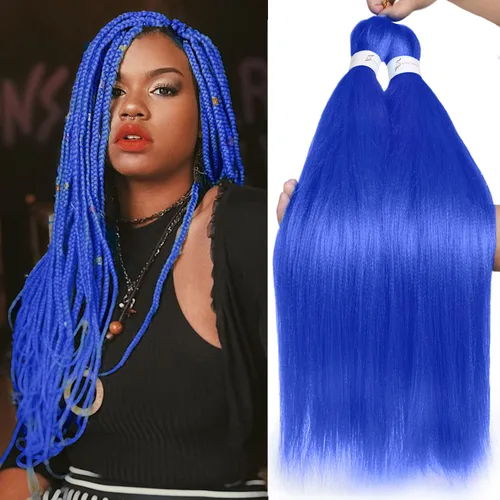 Miniatura 27 de Leeven 26 pulgadas, 2 paquetes de cabello trenzado color lila claro preestirado, cabello trenzado lavanda preestirado, extensiones de cabello